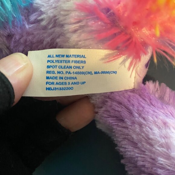 Hug & Luv Rainbow Purple Unicorn Plush Stuffed Animal Toy 9.5” Long Soft Cuddly - Picture 6 of 7